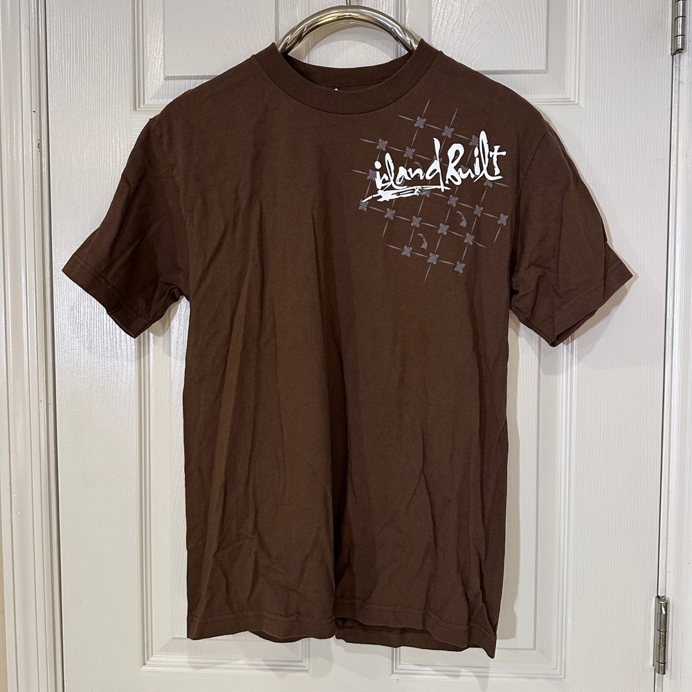 Island Built Mens Graphic T-Shirt Brown Alstyle Cotton Surfer Streetwear Medium